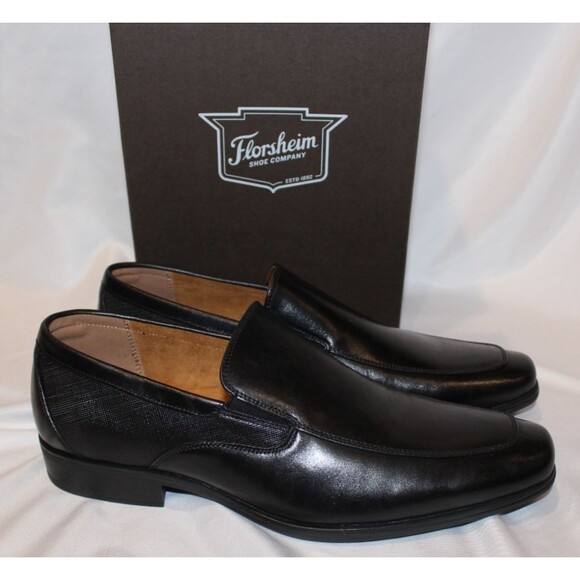 Florsheim Jackson Men's Comfort Slip on Leather Dress Shoes Black sz 11 Wide NIB - Picture 1 of 5